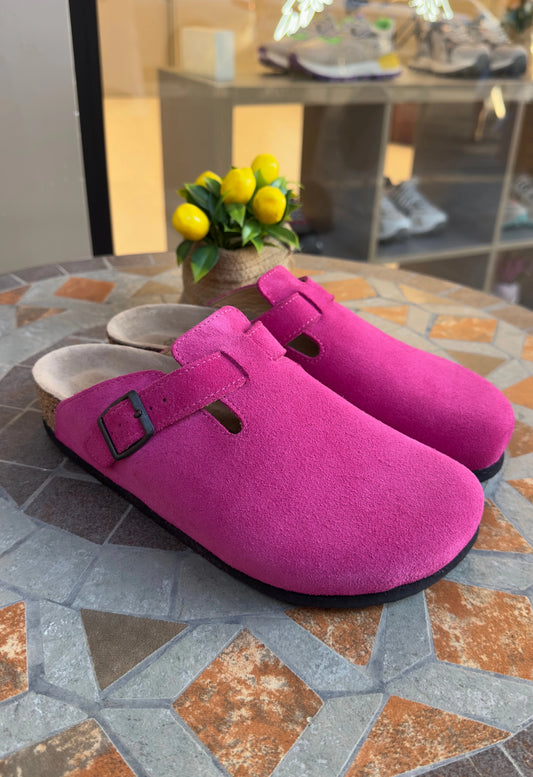 Susana- Natural Cork- Suede Leather- Fushsia