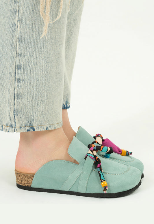 Rachel Natural Cork Suede Leather Mint