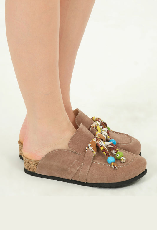 Rachel Natural Cork Suede Leather Mink
