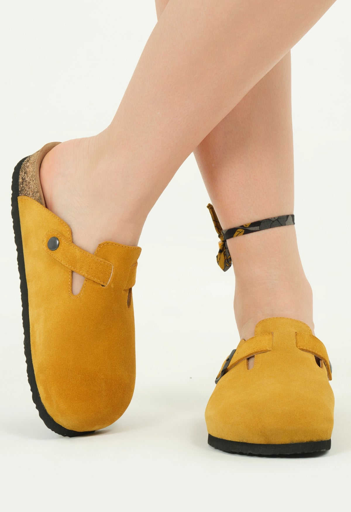 Susana- Natural Cork- Suede Leather- Mustard