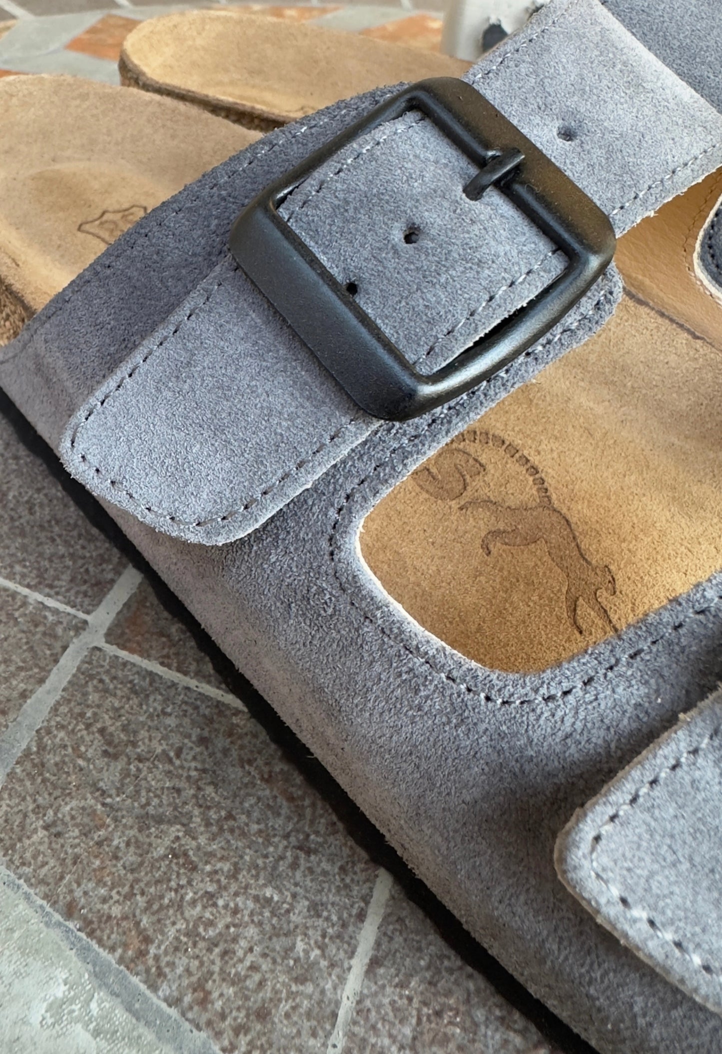 Maria Natural Cork Suede Leather Anthracite