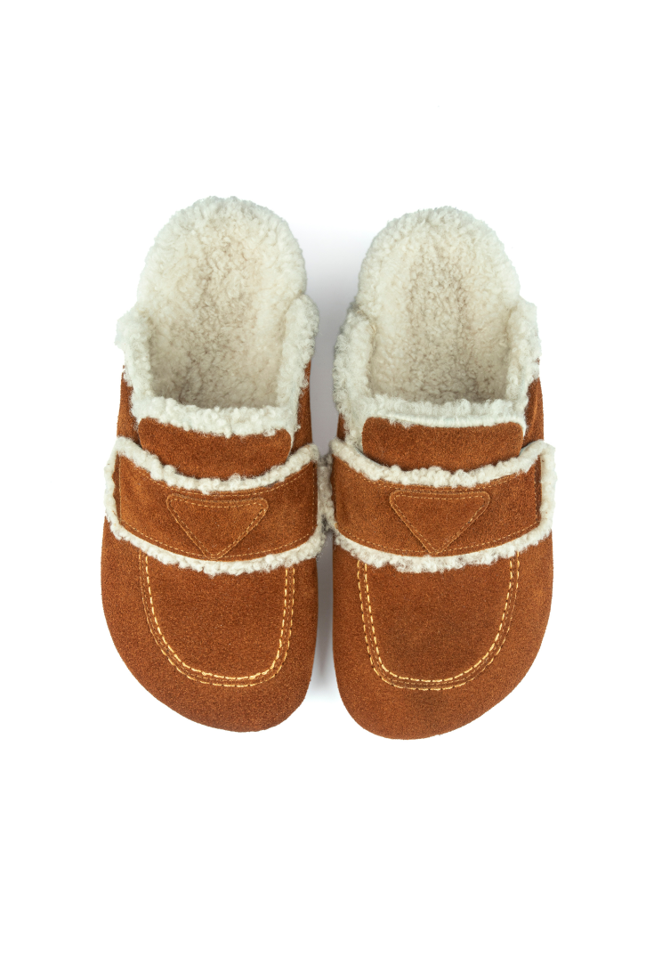 Angel Shearing- Natural Cork/ Suede Shearling- Cinnamon Powder