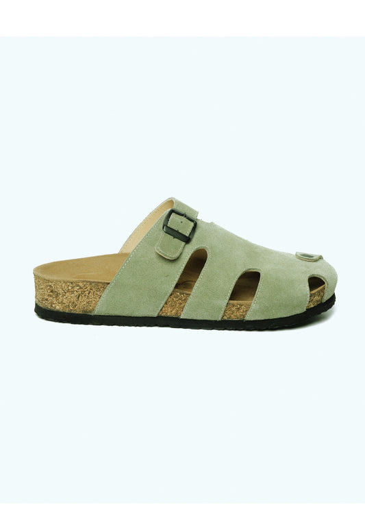Marta- Natural Cork- Suede Leather- Avocado