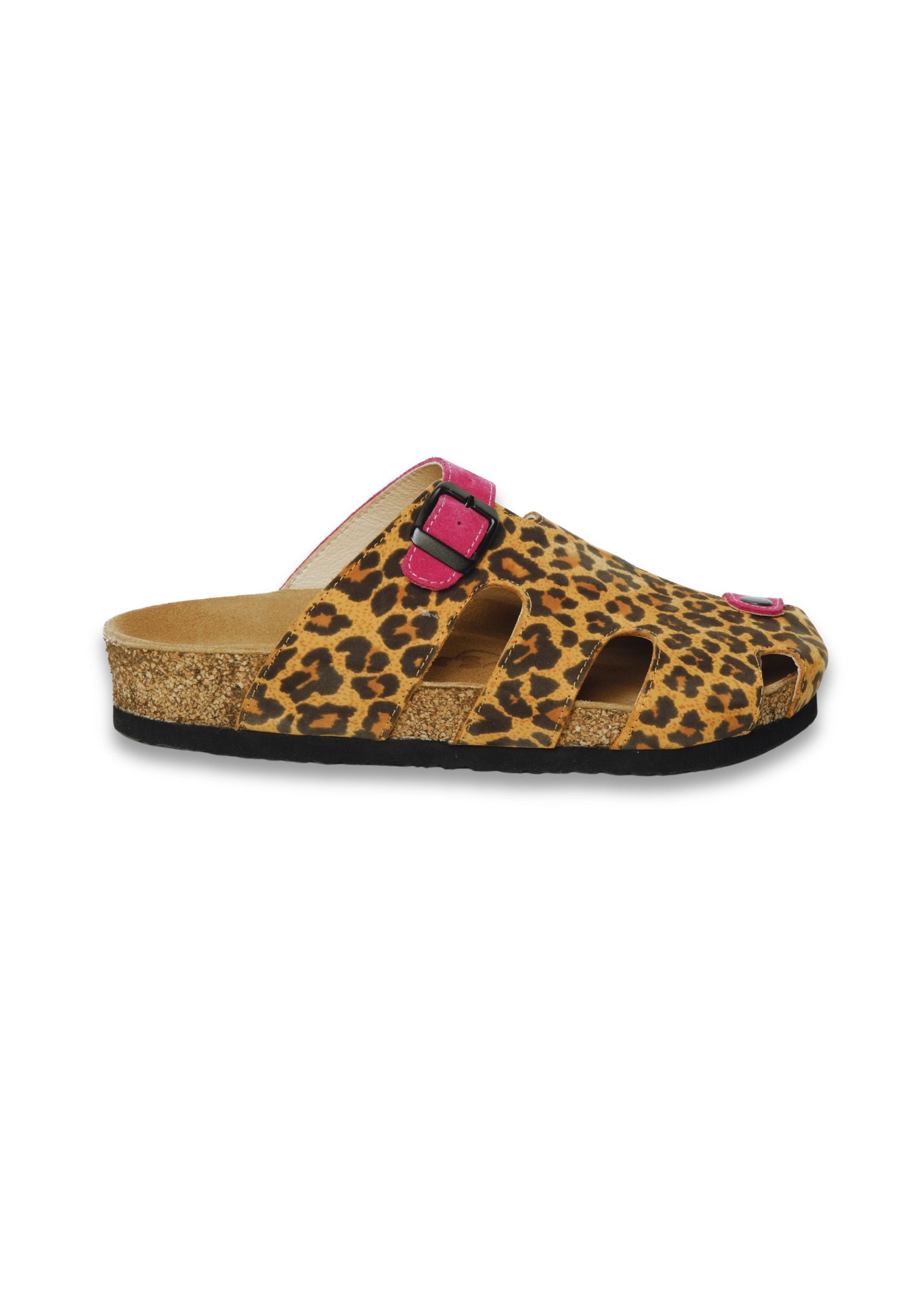 Marta- Natural Cork- Suede Leather- Leopard
