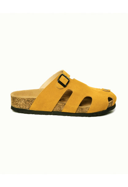 Marta- Natural Cork- Suede Leather- Mustard