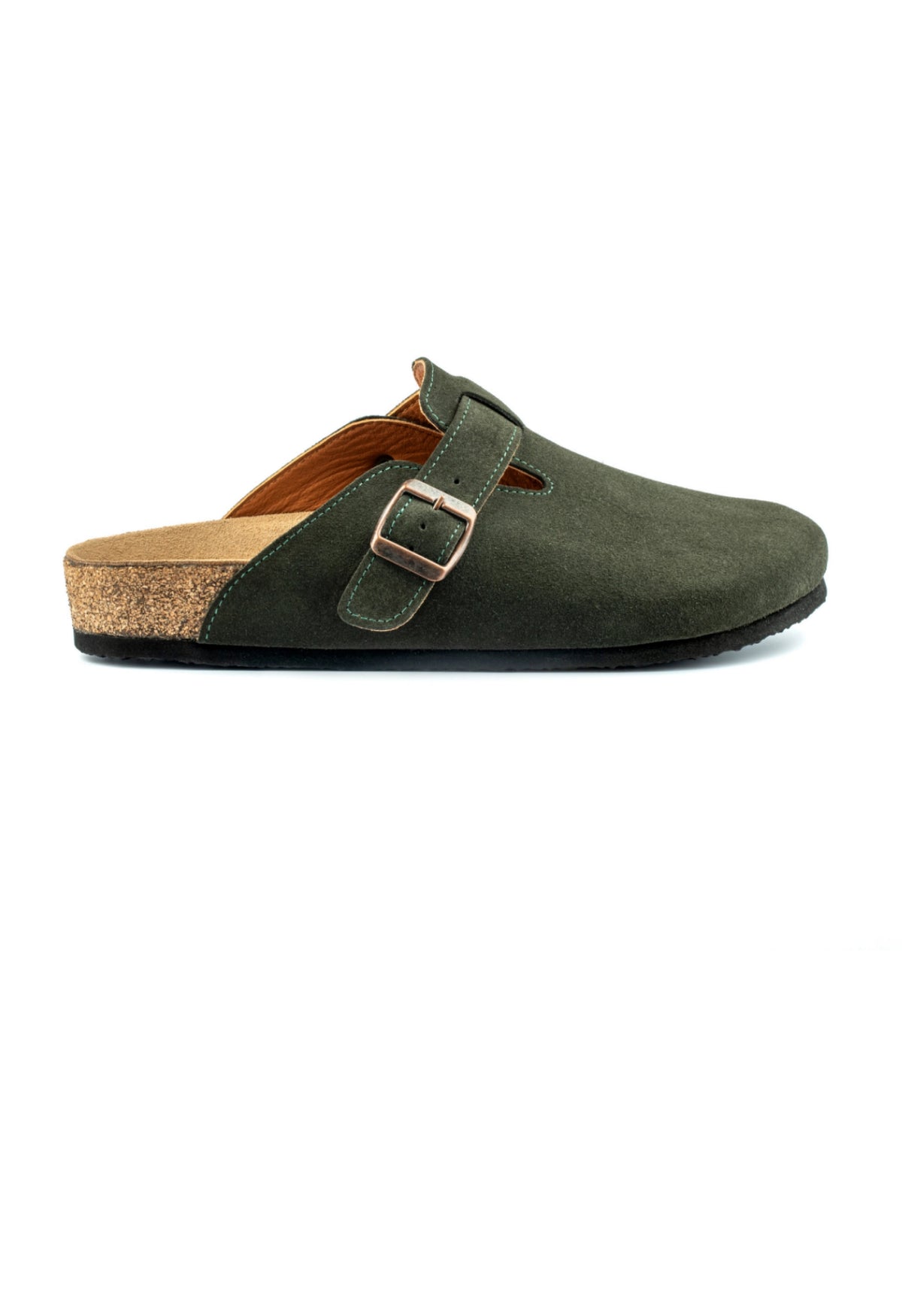 Costa- Natural Cork- Suede Leather- Dark Green