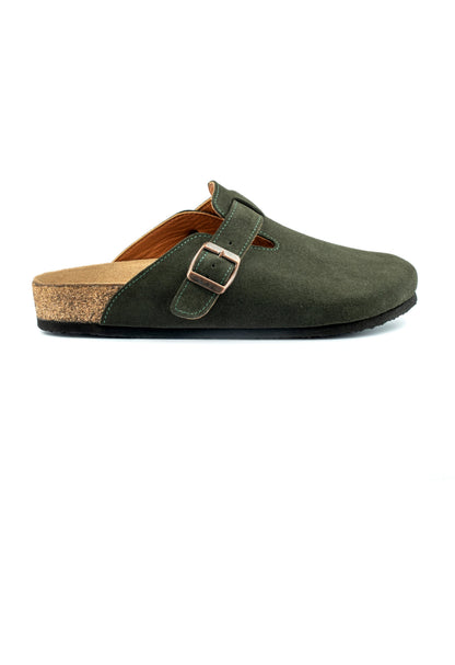 Costa- Natural Cork- Suede Leather- Dark Green