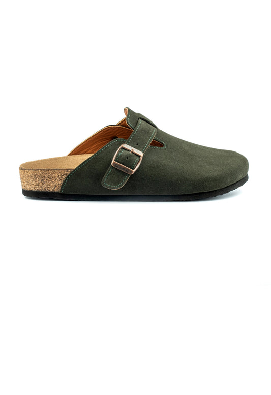 Costa- Natural Cork- Suede Leather- Dark Green