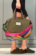 Lemoors Hibiscus Waxed Canvas Tote Bag Khaki