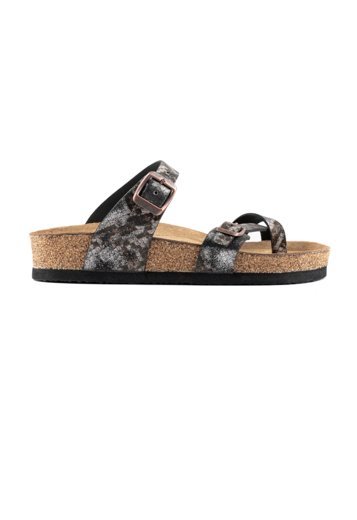 Adriana- Natural Cork- Printed Leather- Golden Snake