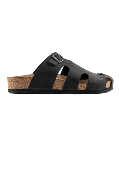 Diego- Natural Cork- Nubuck Leather- Black
