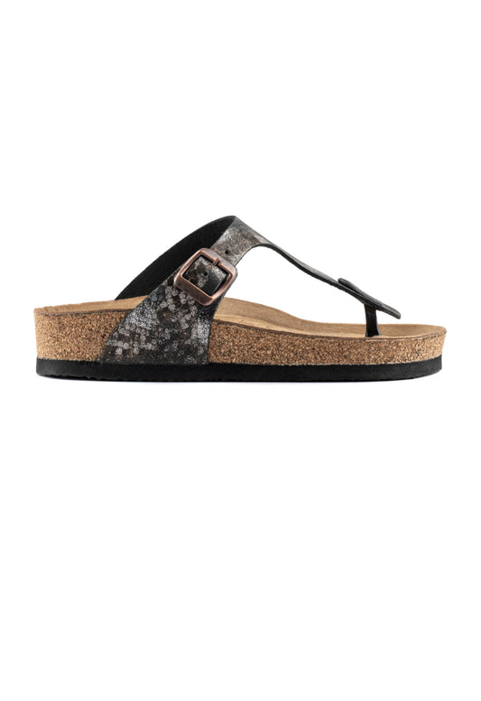 Juliana- Natural Cork/ Printed Leather- Golden Snake