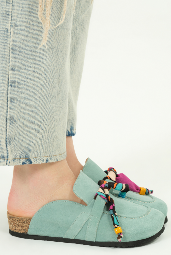 Rachel Natural Cork Suede Leather Mint