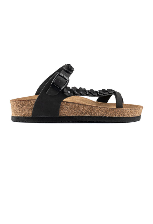 Jane- Natural Cork- Nubuck Leather- Black