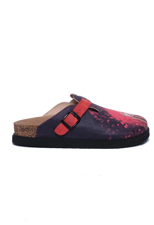 Justine- Natural Cork- Printed Waxed Canvas- Red Antrasit