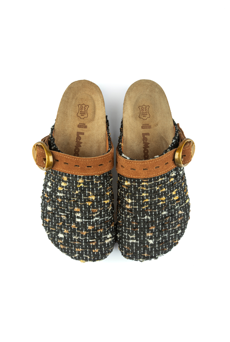 Mary Jane Natural Cork Textile Black
