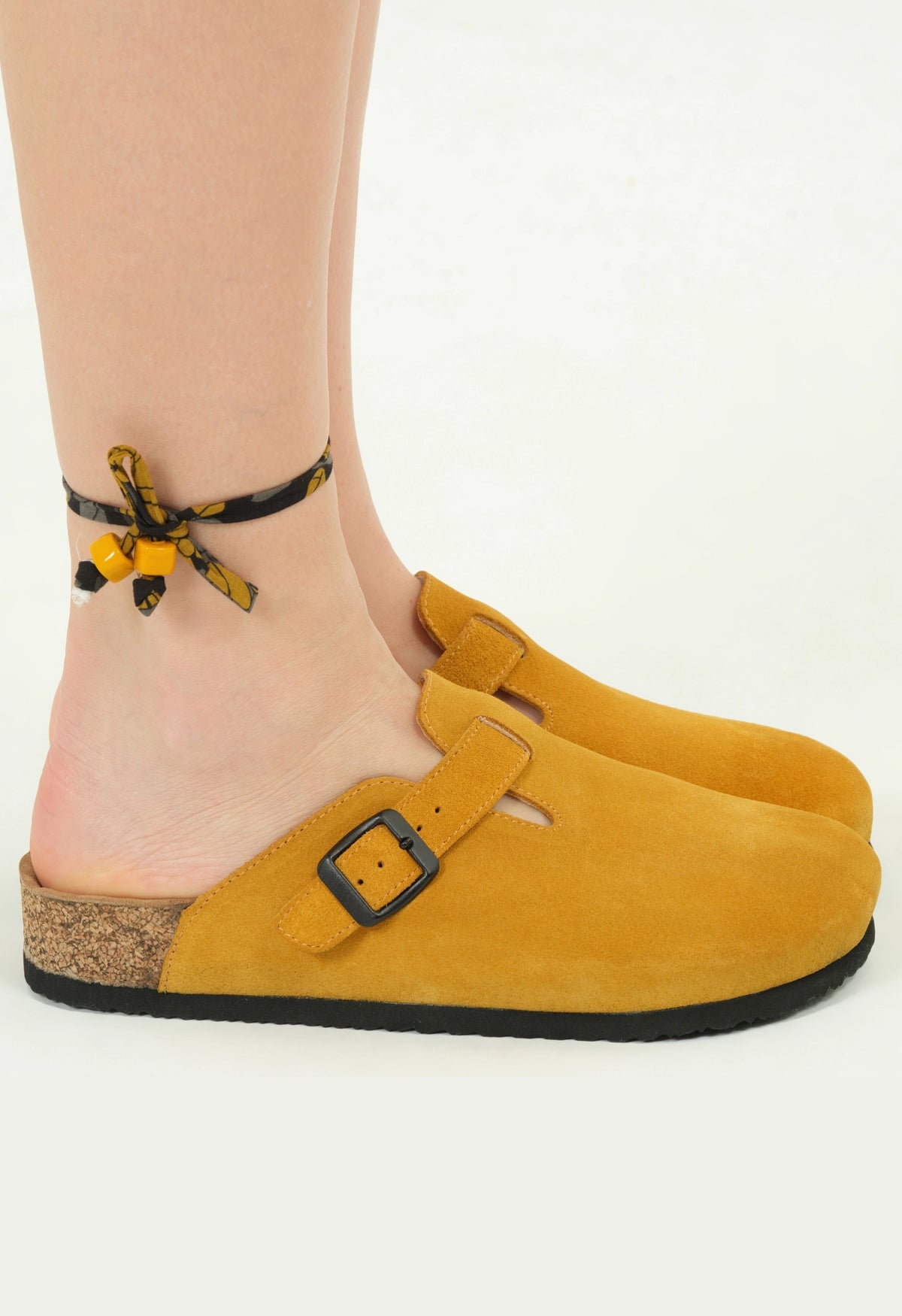 Susana- Natural Cork- Suede Leather- Mustard
