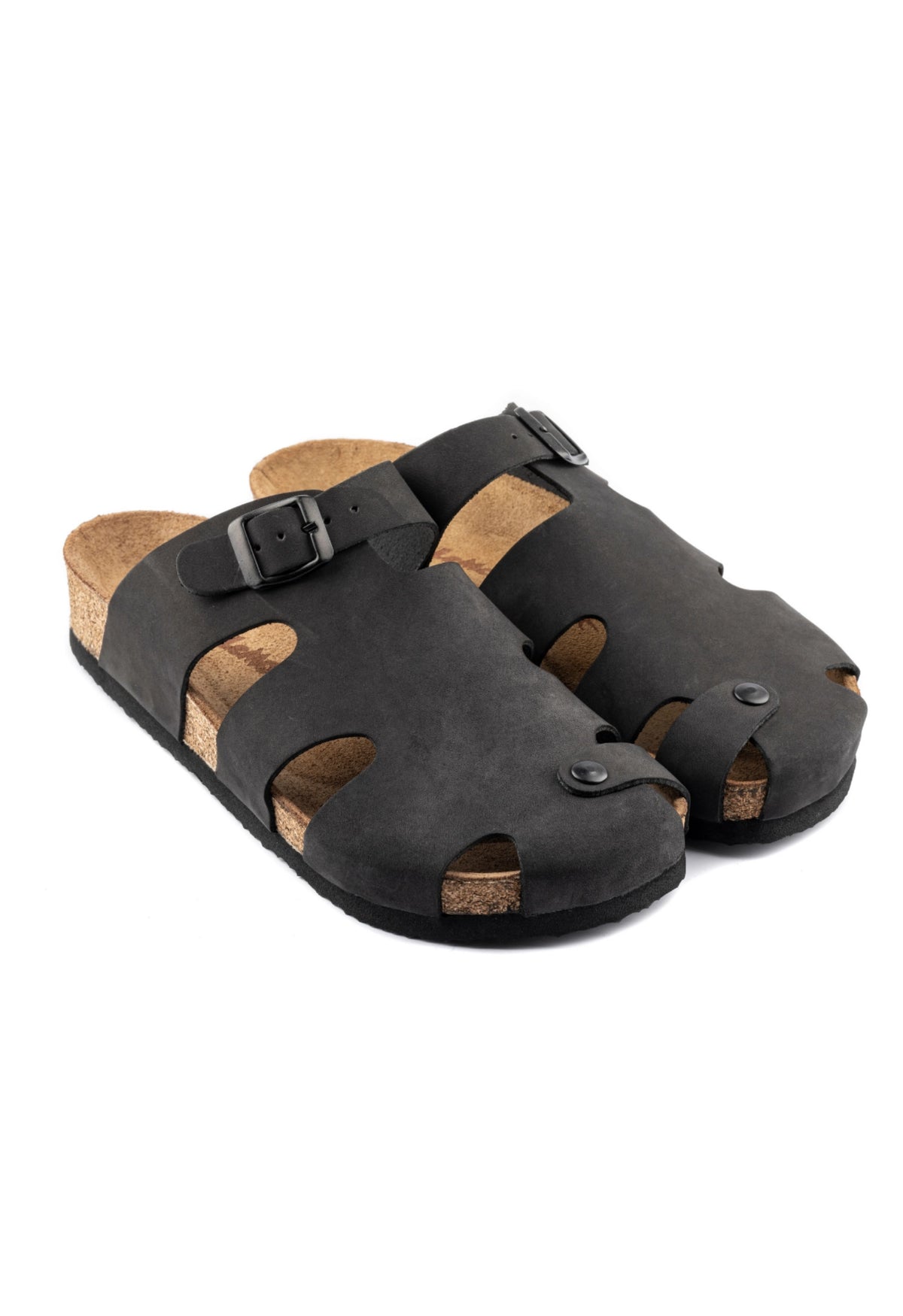 Diego- Natural Cork- Nubuck Leather- Black