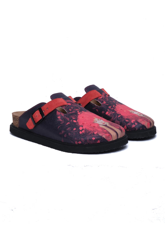 Justine- Natural Cork- Printed Waxed Canvas- Red Antrasit