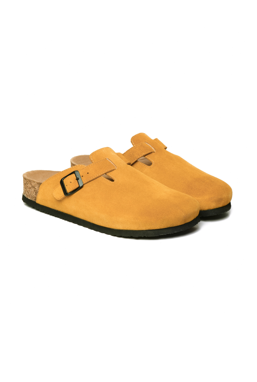 Costa- Natural Cork- Suede Leather- Mustard