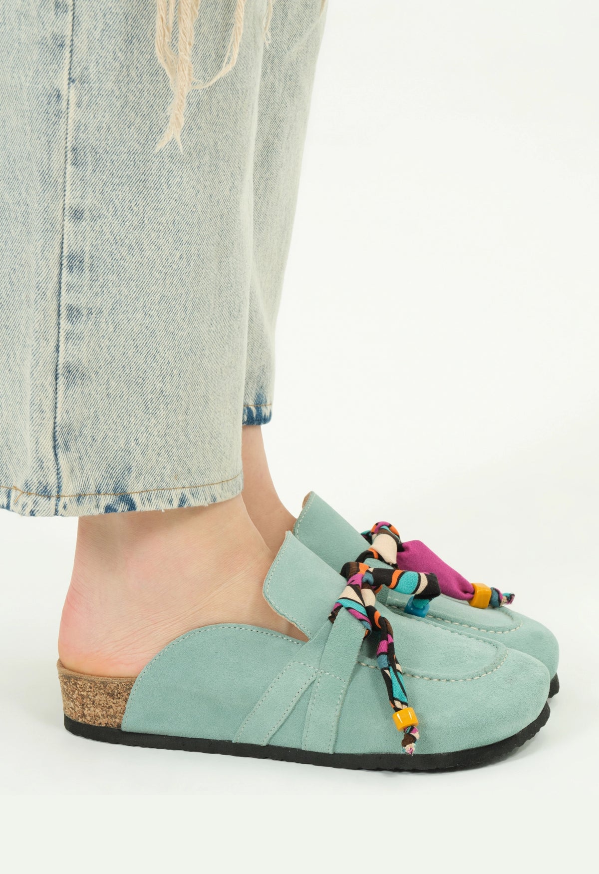 Rachel Natural Cork Suede Leather Mint