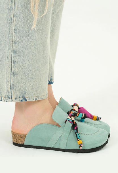 Rachel Natural Cork Suede Leather Mint