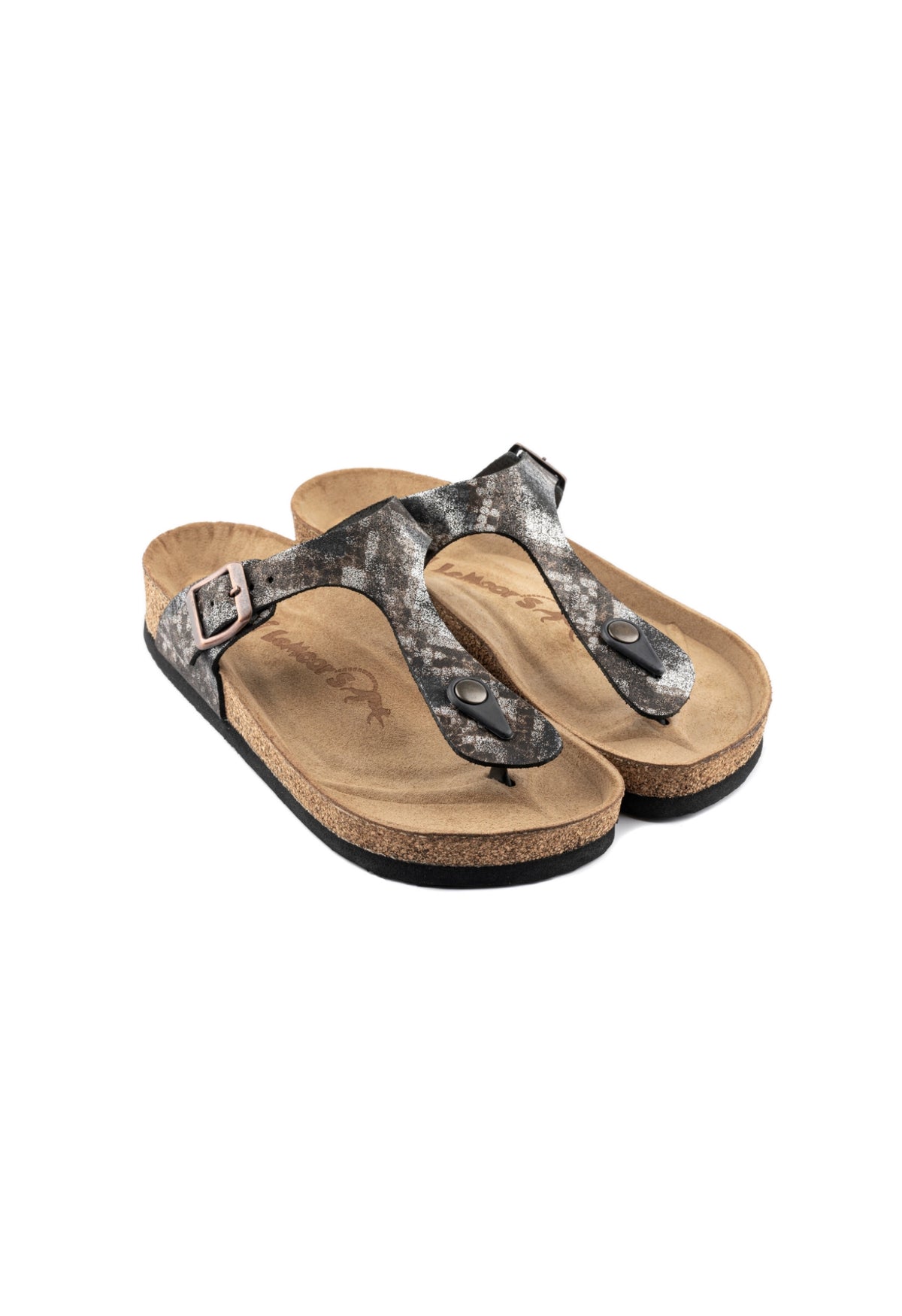 Juliana- Natural Cork/ Printed Leather- Golden Snake