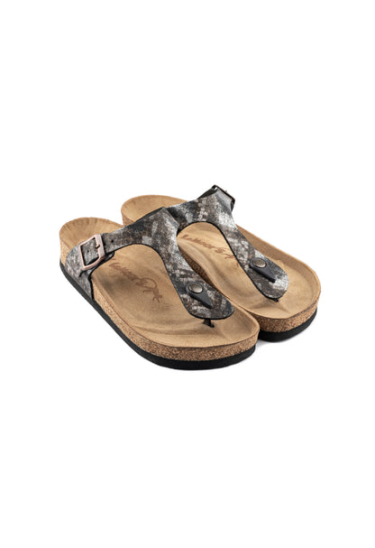 Juliana- Natural Cork/ Printed Leather- Golden Snake