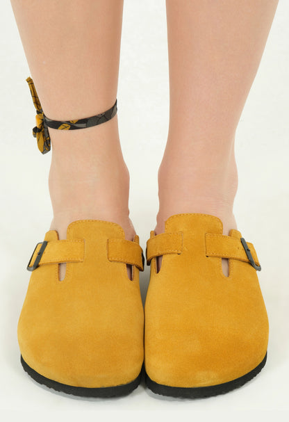 Susana- Natural Cork- Suede Leather- Mustard