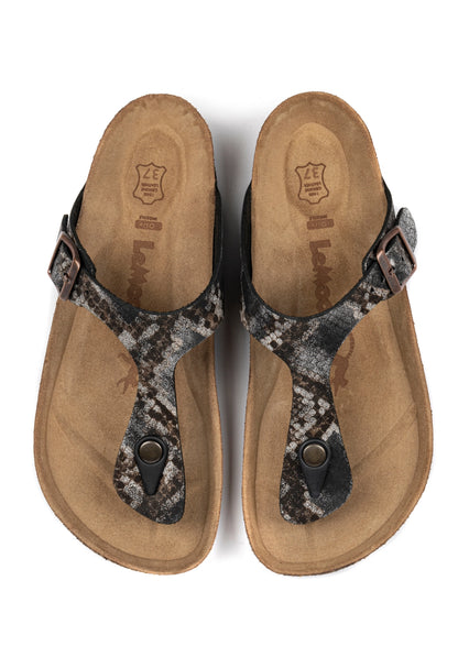 Juliana- Natural Cork/ Printed Leather- Golden Snake