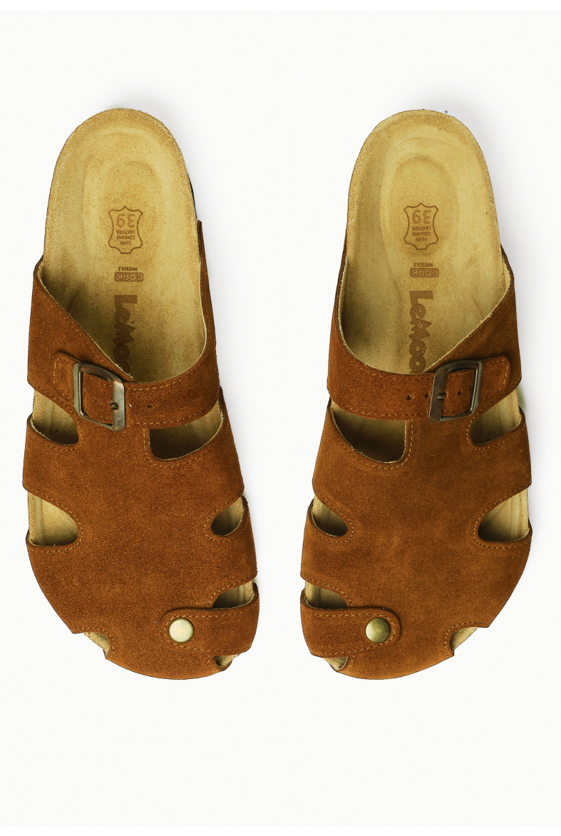 Diego- Natural Cork- Suede Leather- Cinnamon Powder