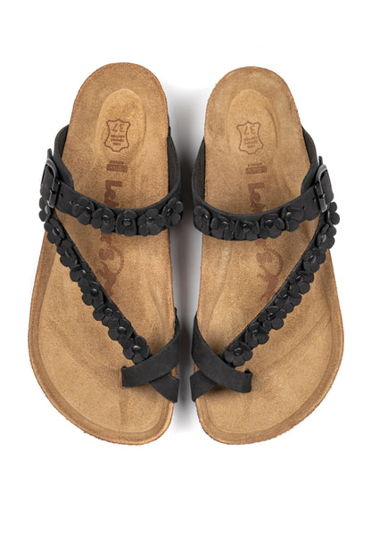 Jane- Natural Cork- Nubuck Leather- Black