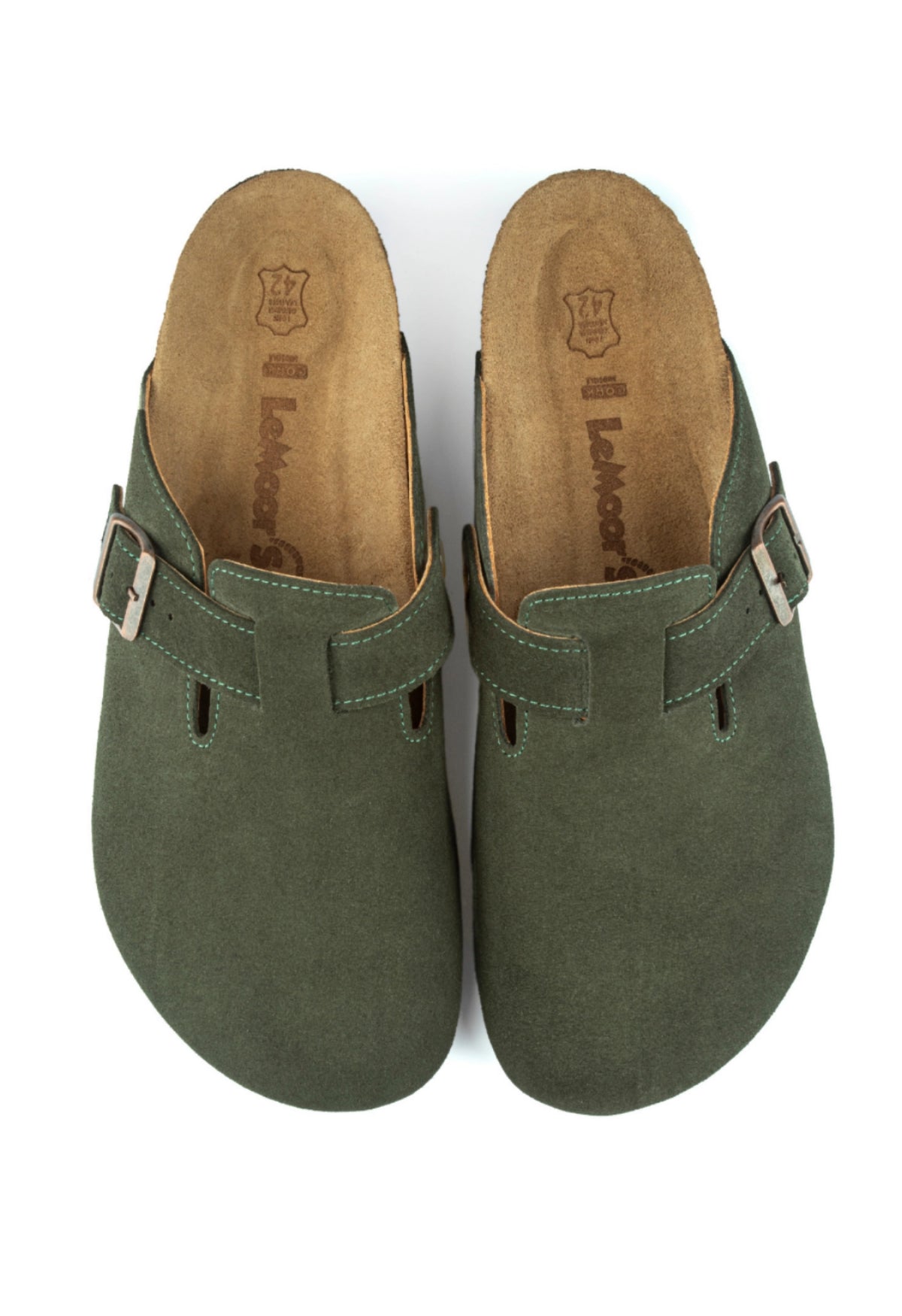 Costa- Natural Cork- Suede Leather- Dark Green