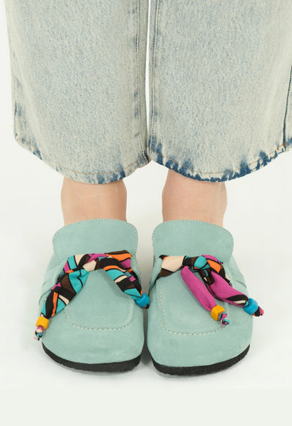 Rachel Natural Cork Suede Leather Mint