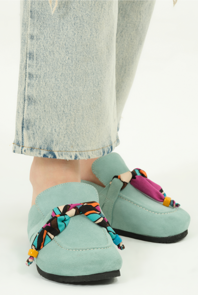 Rachel Natural Cork Suede Leather Mint