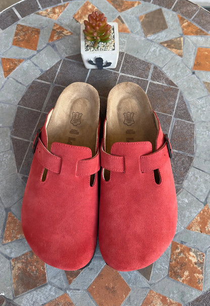 Susana- Natural Cork- Suede Leather- Coral