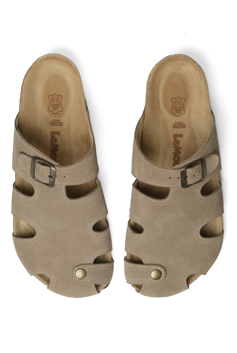 Diego- Natural Cork- Suede Leather- Mink