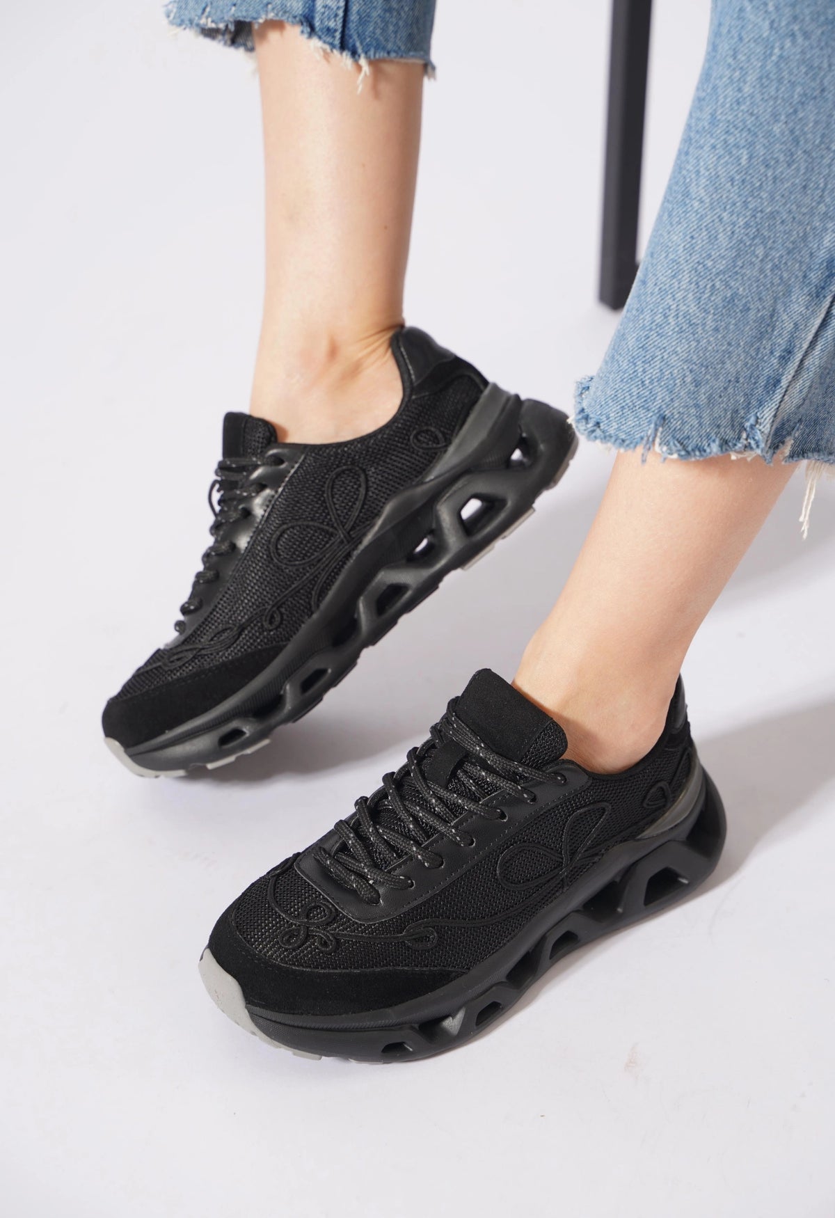 Lemoors Mia Fileli Yüzey Havalı Hafif Yumuşak Tabanlı Sneaker