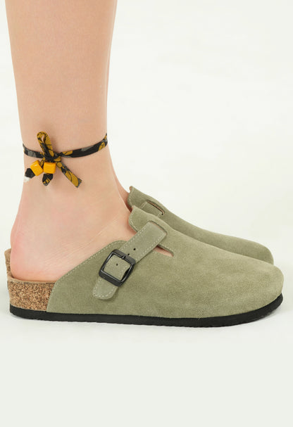 Susana- Natural Cork- Suede Leather- Avocado