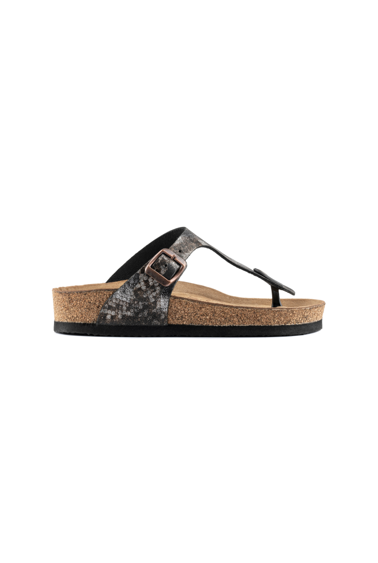 Juliana- Natural Cork/ Printed Leather- Golden Snake