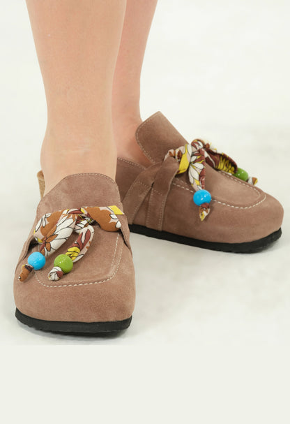 Rachel Natural Cork Suede Leather Mink