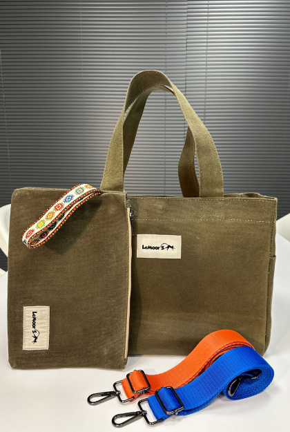 Lemoors Hibiscus Waxed Canvas Tote Bag Khaki