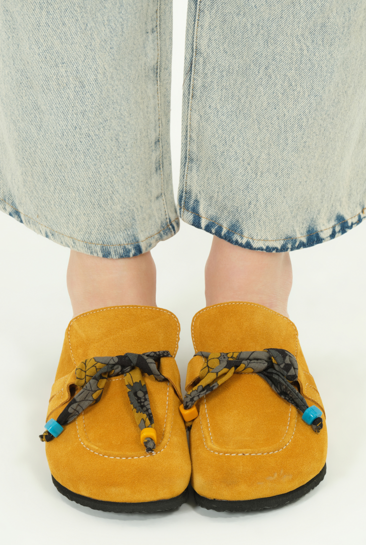 Rachel Natural Cork Suede Leather Mustard