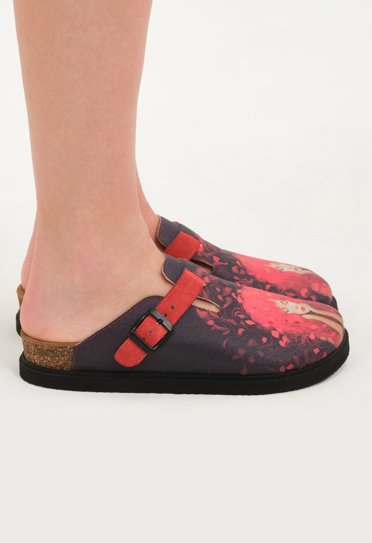 Justine- Natural Cork- Printed Waxed Canvas- Red Antrasit