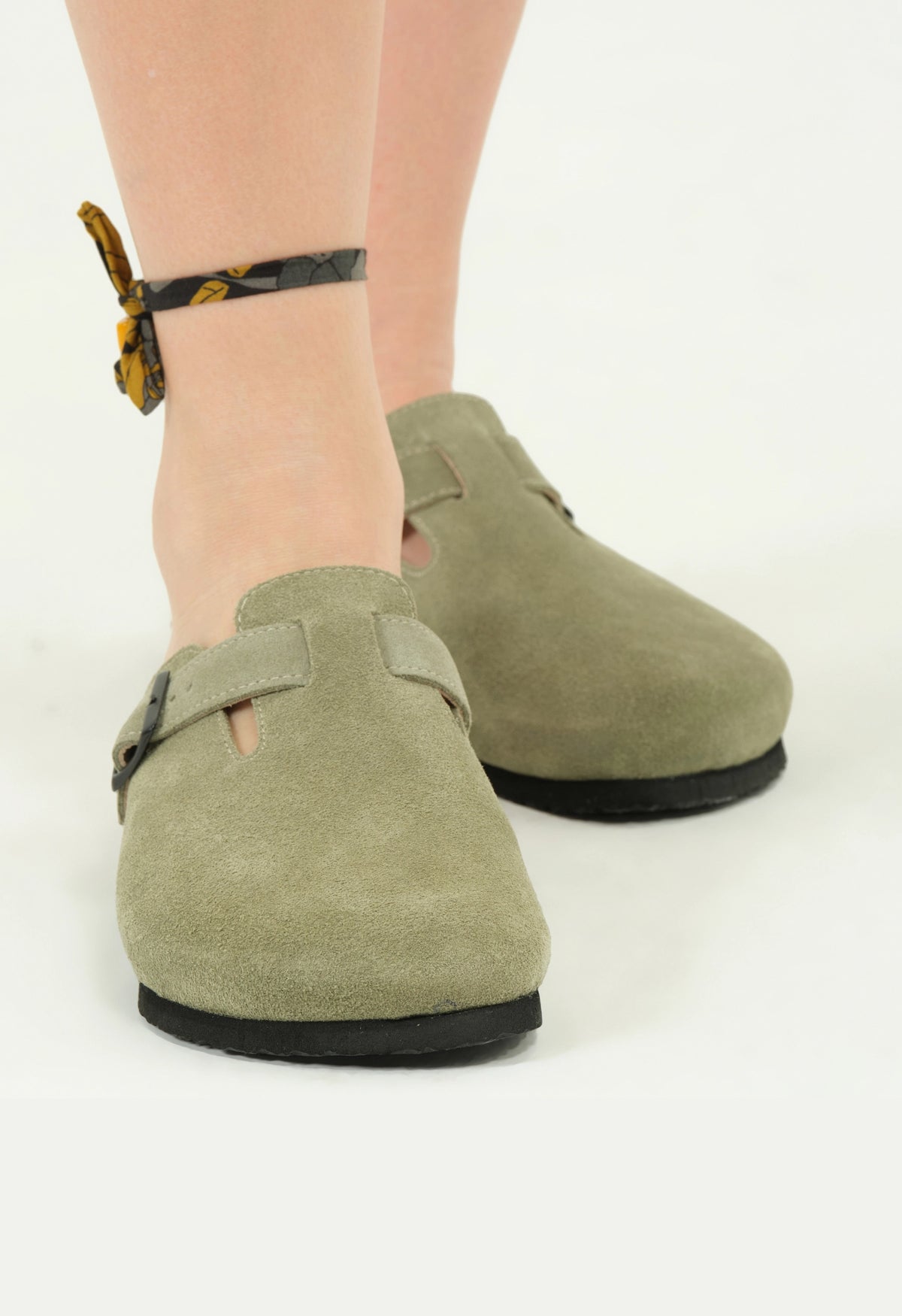 Susana- Natural Cork- Suede Leather- Avocado