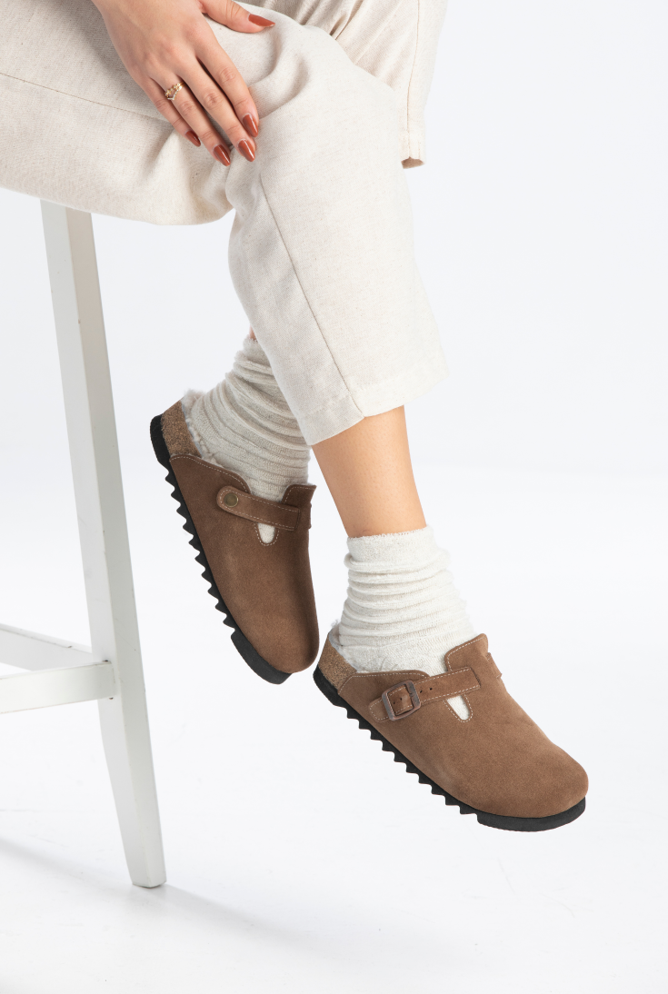 Susana Shearling- Natural Cork- Suede Shearling- Brown