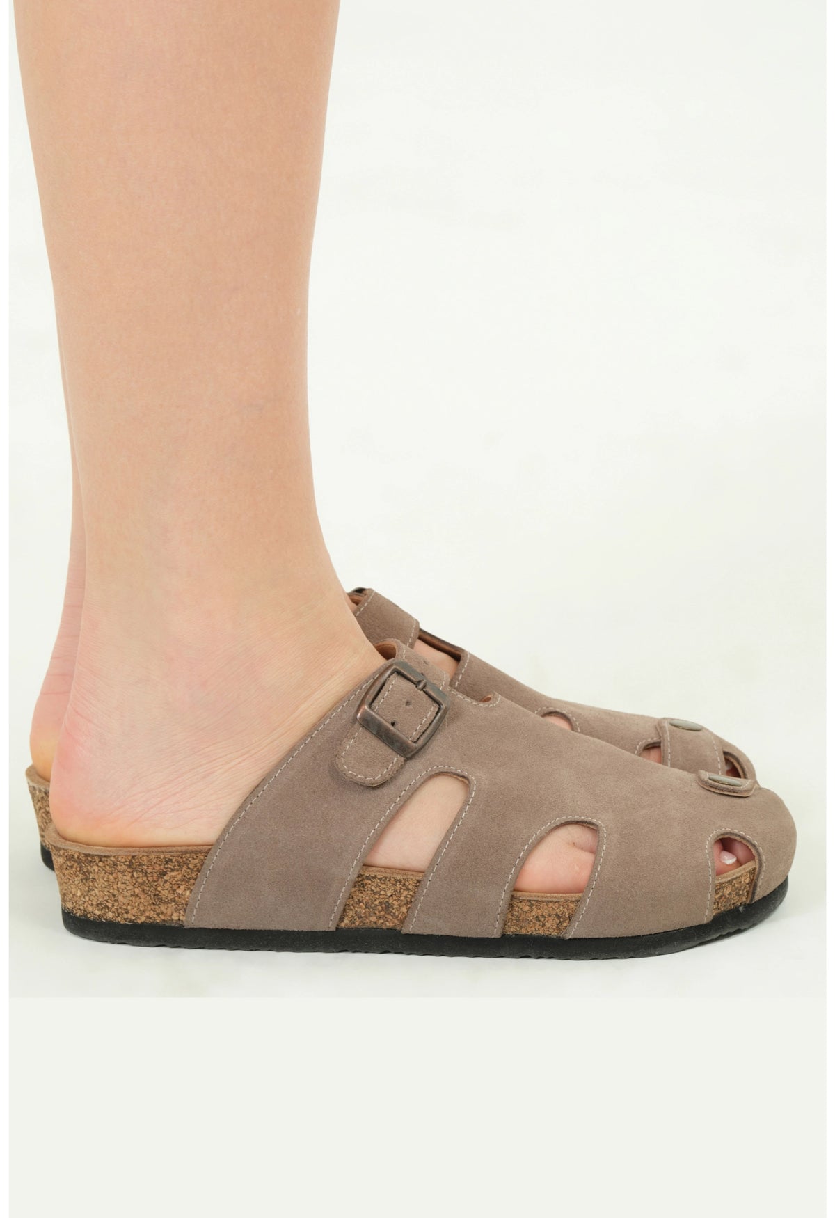 Marta- Natural Cork- Suede Leather- Mink
