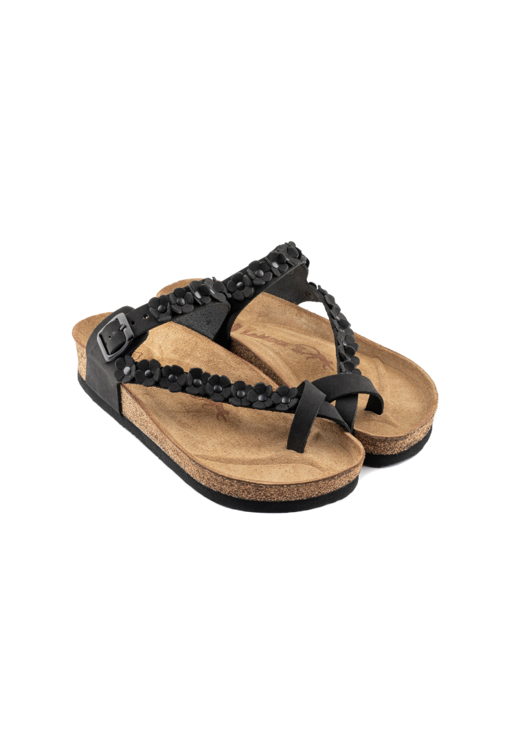 Jane- Natural Cork- Nubuck Leather- Black