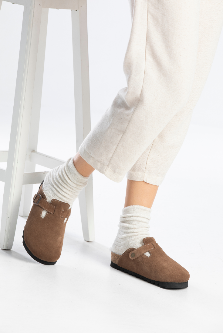 Susana Shearling- Natural Cork- Suede Shearling- Brown