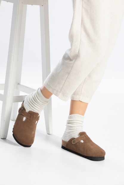 Susana Shearling- Natural Cork- Suede Shearling- Brown